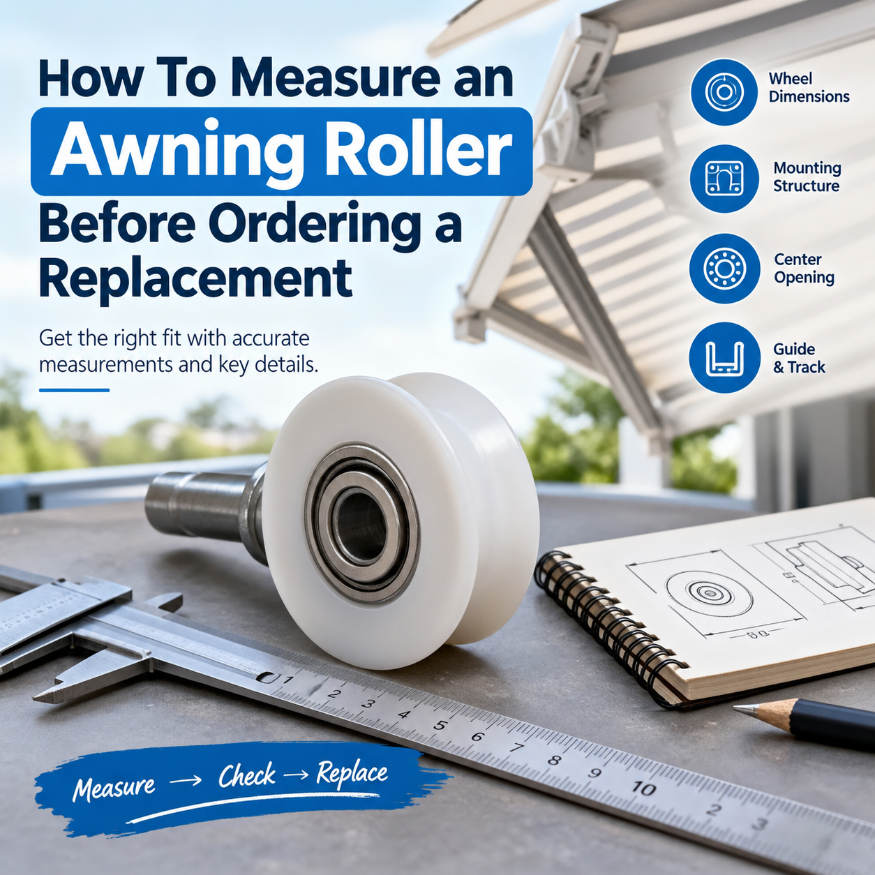  Cách đo con lăn mái hiên trước khi đặt hàng thay thế
